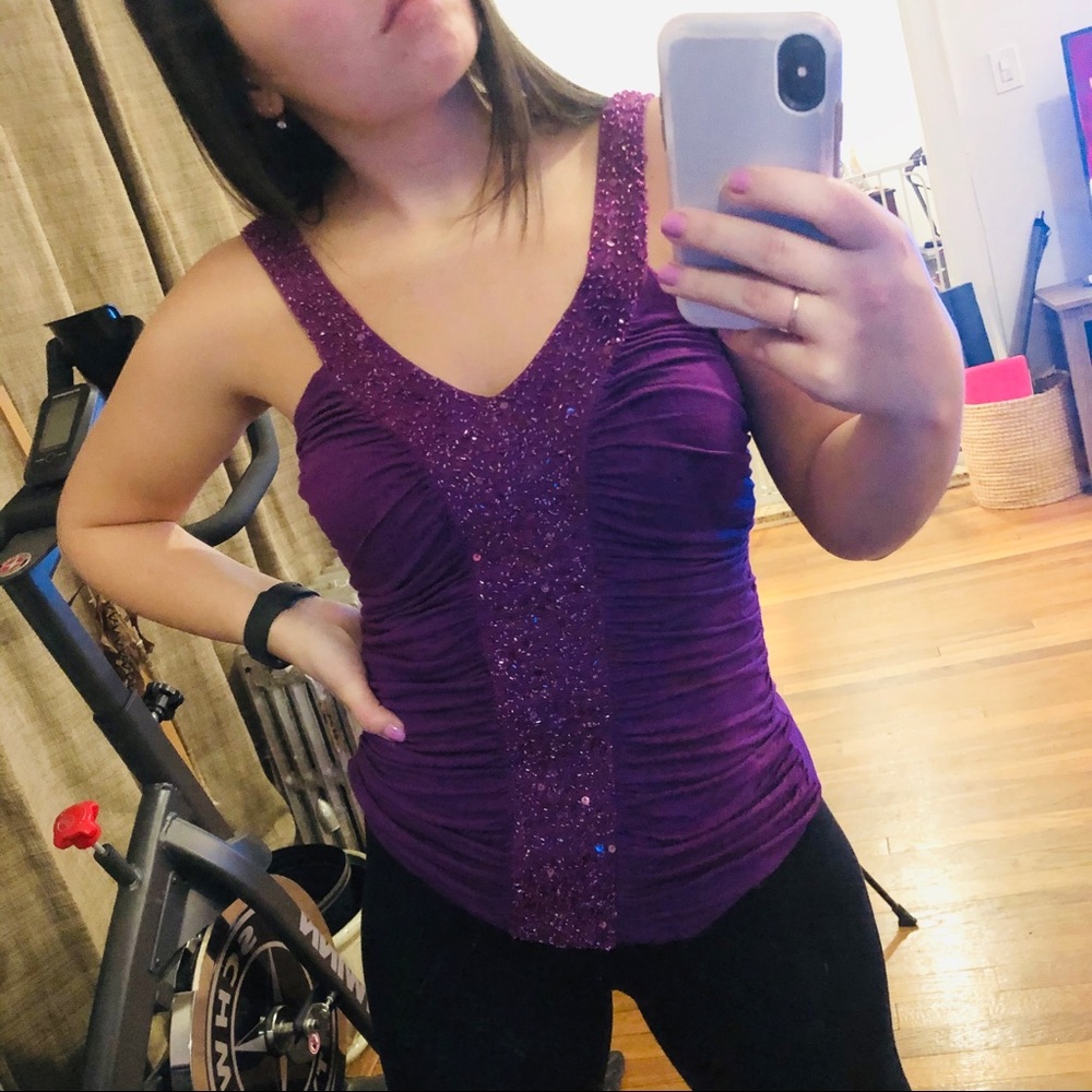 Heart Moon Star Embellished Purple Tank Size S